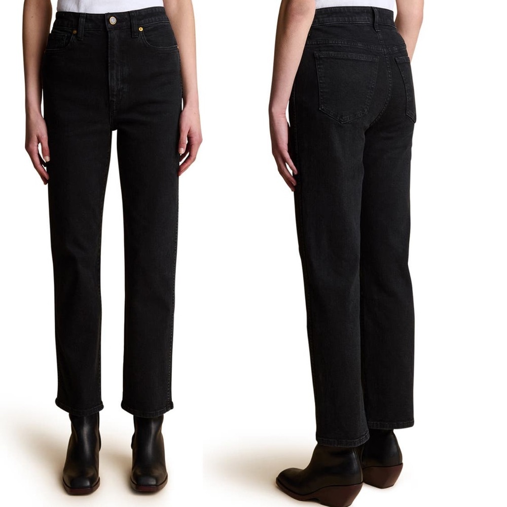 Khaite Abigail Straight Stretch Jeans in Black